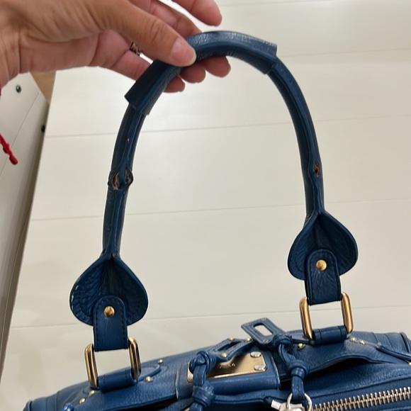 CHLOE BLUE LEATHER SATCHEL TOTE BAG - Picture 14 of 17